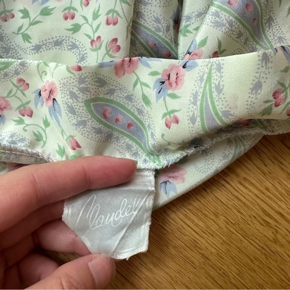 VINTAGE CLAUDEL FLORAL PASTEL PRINTED ROBE - S - Picture 10 of 11